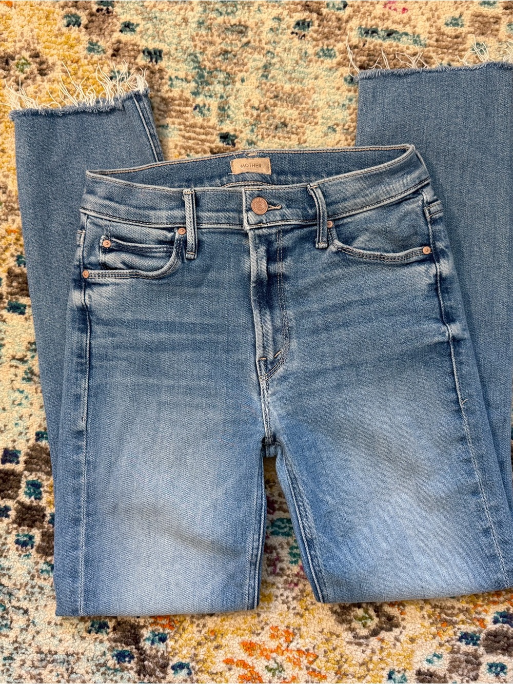 MOTHER the mid rise dazzler ankle fray jeans